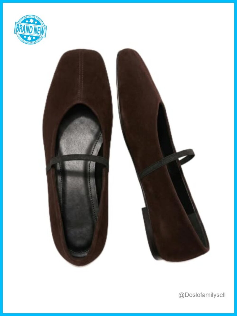 CEFISOP Women's Square Toe Mary Jane Ballet Flats Elastic Strap Casual